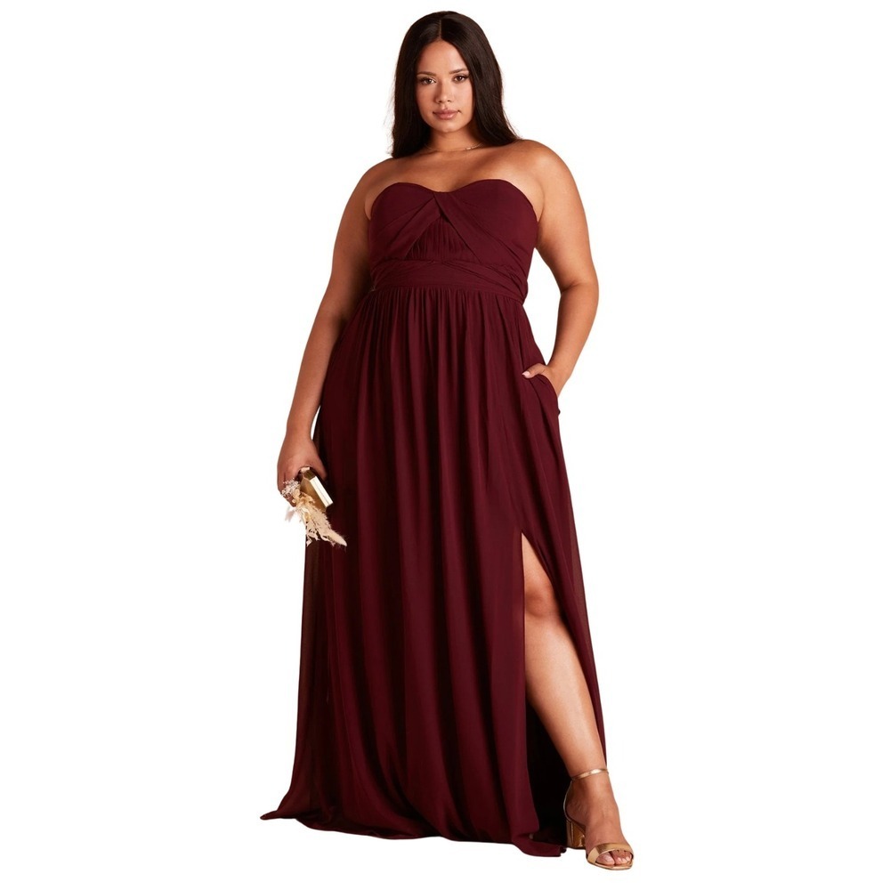 Birdy Grey Grace Convertible Chiffon Maxi Bridesmaid Dress Cabernet Burgundy 1X